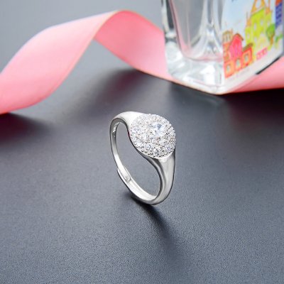 Free Size Design Birthstone Silver Ring